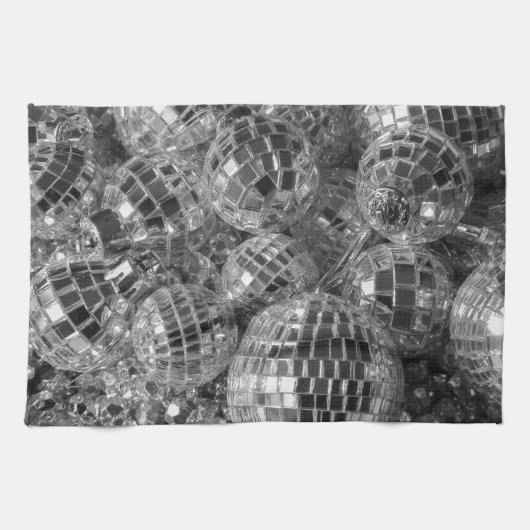 Linge De Cuisine La boule de disco ornemente la photo noire et (Horizontal)