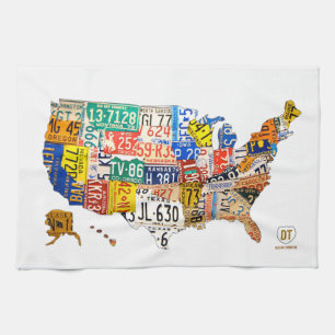 Linge De Cuisine La carte de plaque minéralogique des Etats-Unis a