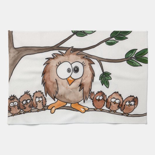 Linge De Cuisine La famille de hibou (Horizontal)