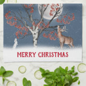 Linge De Cuisine La faune et la lune de Noël (Plié)