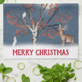 Linge De Cuisine La faune hivernale de Noël avec Lune (Plié)