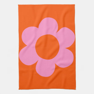 Linge De Cuisine La Fleur 01 Retro Floral Orange Pink Preppy Flower