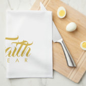 Linge De Cuisine La foi sur la peur or et blanc (Quart Plié)