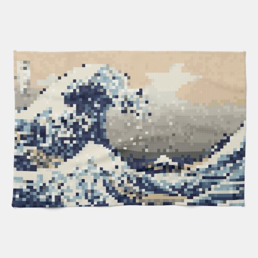 Linge De Cuisine La Grande vague au large de Kanagawa 8 bits Pixel  (Horizontal)