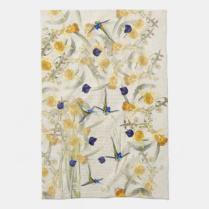 Linge De Cuisine La jonquille d'oiseaux de colibri fleurit la