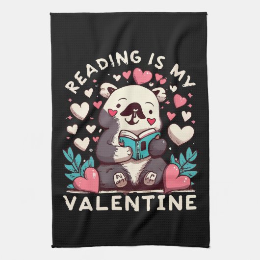 Linge De Cuisine La lecture est ma Saint-Valentin (Vertical)
