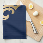 Linge De Cuisine La luxueuse Gold Fleur de Lis Navy (Quart Plié)