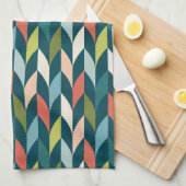 Linge De Cuisine La moitié du siècle Teal moderne et motif de (Quart Plié)