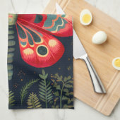 Linge De Cuisine La Mousse Rouge Dans Le Jardin De Nuit (Quart Plié)