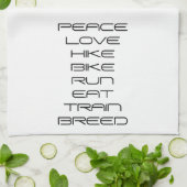 Linge De Cuisine La paix, amour, hausse, vélo, course, mangent, (Plié)