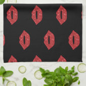 Linge De Cuisine La Parties scintillant des lèvres rouges baise une (Plié)