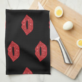 Linge De Cuisine La Parties scintillant des lèvres rouges baise une (Quart Plié)