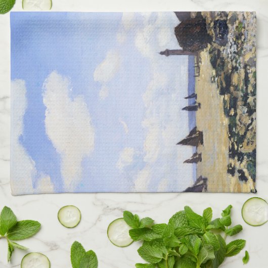 Linge De Cuisine La plage chez Honfleur, Claude Monet 1865 (Plié)