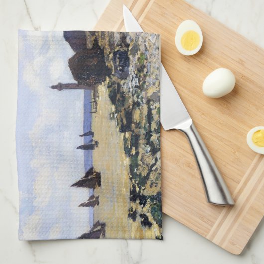 Linge De Cuisine La plage chez Honfleur, Claude Monet 1865 (Quart Plié)