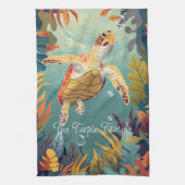 Linge De Cuisine La Tortue Verte Nage L'Océan Pacifique (Vertical)