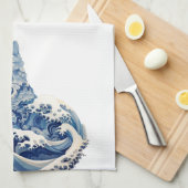 Linge De Cuisine La Vague De Chat Au Large De Kanagawa (Quart Plié)