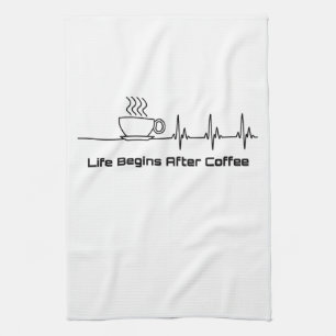 Linge De Cuisine La vie commence après le café Heartbeat Funny