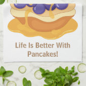 Linge De Cuisine La Vie Est Meilleure Avec Des Pancakes Mignons Drô (Plié)