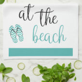 Linge De Cuisine La Vie Est Mieux À La Plage Flip Flops Turquoise (Plié)