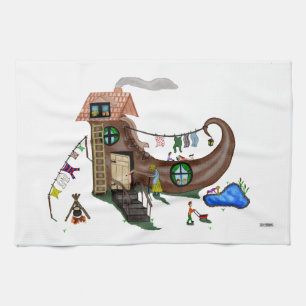 Linge De Cuisine La Vieille Femme Dans La Chaussure