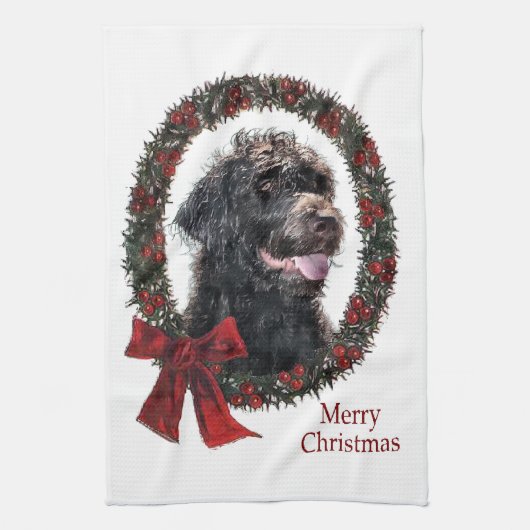Linge De Cuisine Labradoodle Cadeaux de Noël (Vertical)