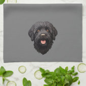 Linge De Cuisine Labradoodle Chien noir (Plié)