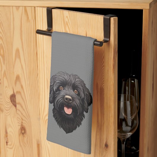 Linge De Cuisine Labradoodle Chien noir (Pliage en tiers)
