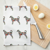 Linge De Cuisine Labradoodle Chien race Silhouette Geo Plaid (Quart Plié)