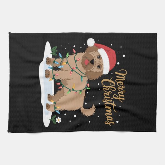 Linge De Cuisine Labradoodle Joyeux Noël Funny Noël Amoureux des ch (Horizontal)