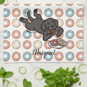 Linge De Cuisine Labrador et beignets noirs (Plié)