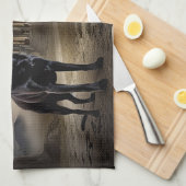 Linge De Cuisine Labrador noir Halloween effrayant (Quart Plié)