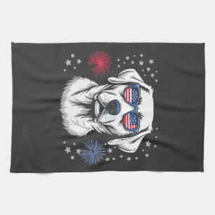 Linge De Cuisine Labrador patriotique avec lunettes de soleil USA