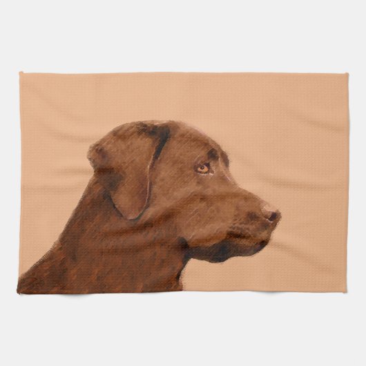 Linge De Cuisine Labrador Retriever (Chocolat) Peinture - Chien Art (Horizontal)