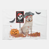 Linge De Cuisine Labrador Retriever jaune Halloween (Horizontal)