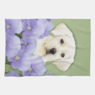 Linge De Cuisine Labrador Retriever Puppy Painting Original Chien A