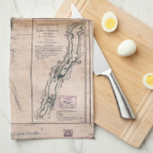 Linge De Cuisine Lac Champlain Lake George Crown Point Map (1776) (Quart Plié)