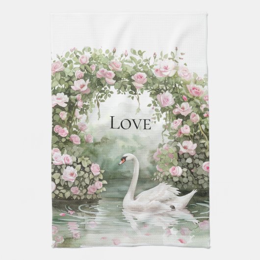 Linge De Cuisine Lac des Cygnes Fleurs de Roses Roses Bridal Shower (Vertical)