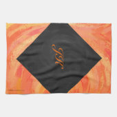 Linge De Cuisine Lac Fire Orange et Monogramme noir (Horizontal)
