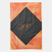 Linge De Cuisine Lac Fire Orange et Monogramme noir (Vertical)