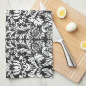 Linge De Cuisine Lace noir blanc Damas Brocade (Quart Plié)