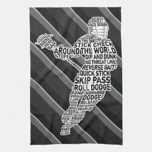 Linge De Cuisine Lacrosse Player Word Art Design (Vertical)