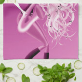 Linge De Cuisine Lady Saxophonist Pink Tea Towel (Plié)