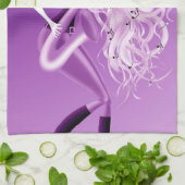 Linge De Cuisine Lady Saxophonist Purple Tea Towel (Plié)