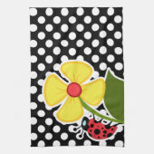 Linge De Cuisine Ladybug sur les Pois noirs et blancs (Vertical)