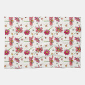 Linge De Cuisine Ladybugs Bees Aquarelle Fleurs (Horizontal)