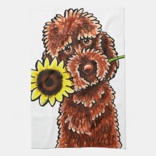 Linge De Cuisine -Laisse ensoleillée Art™ de Labradoodle de choc