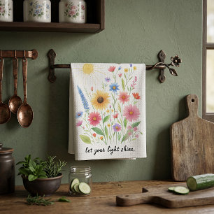 Linge De Cuisine Laissez votre lumière briller fleurs et soleil