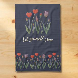 Linge De Cuisine Laissez-vous grandir Fleurs de cœur Tulipes Art
