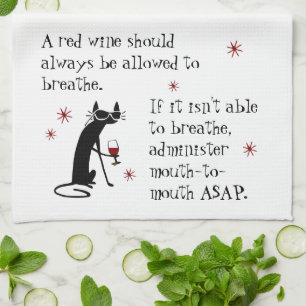 Linge De Cuisine Laissez Wine Respire ou Bouche à Bouche Citation d