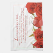 Linge De Cuisine L'amour est Patient Rose Rouge (Vertical)